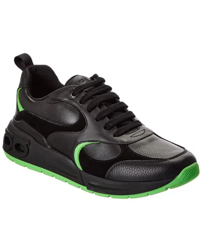 Ferragamo Leather & Suede Sneaker In Black