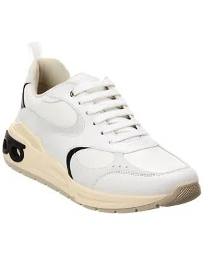 Pre-owned Ferragamo Leather & Suede Sneaker Men's White 8