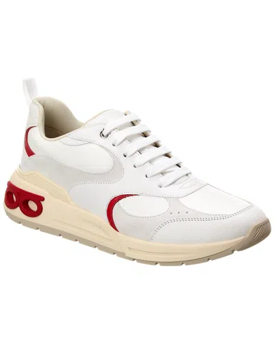 Ferragamo Round Head Lace-up Sneakers In White