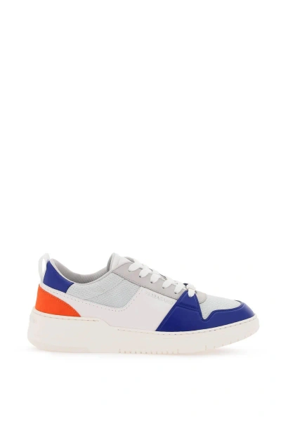 Ferragamo Leather And Technical Fabric Sneakers In White,multicolor