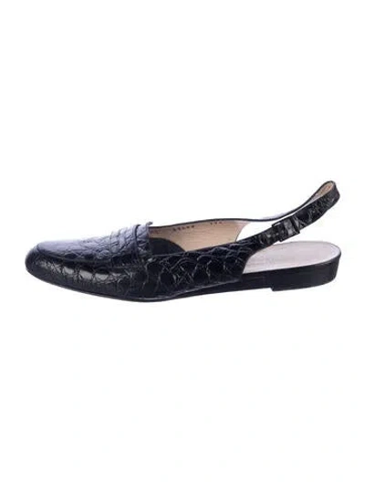 Pre-owned Ferragamo Leather Animal Print Flats In Blue