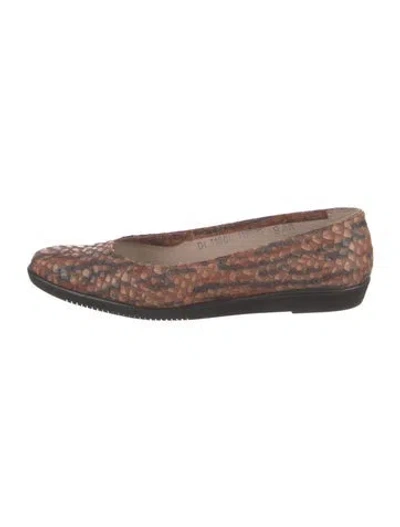 Pre-owned Ferragamo Leather Animal Print Flats In Neutral