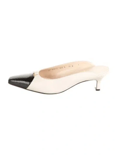 Pre-owned Ferragamo Leather Animal Print Mules In Neutrals