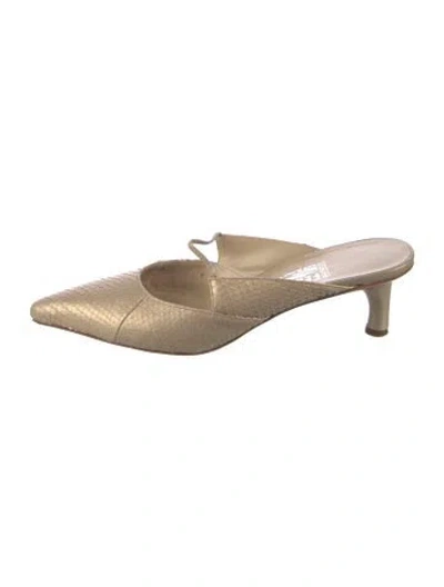 Pre-owned Ferragamo Leather Animal Print Mules In Neutrals