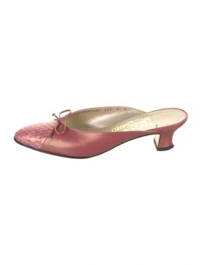 Pre-owned Ferragamo Leather Animal Print Mules In Pink