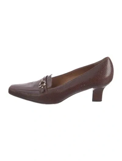 Pre-owned Ferragamo Leather Animal Print Pumps In Brown