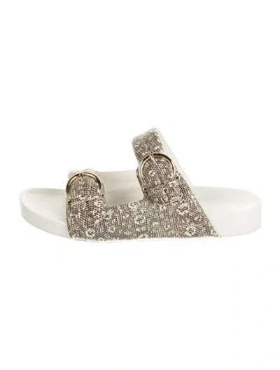 Pre-owned Ferragamo Leather Animal Print Slides In Neutral