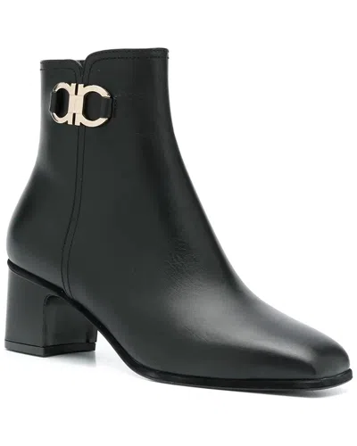 Ferragamo Leather Ankle Boot In Black