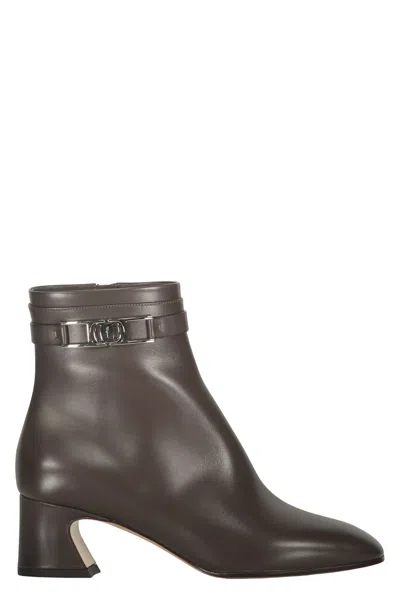 Ferragamo Leather Ankle Boots In Brown