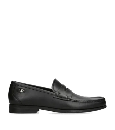 Ferragamo Leather Athen Penny Loafers In Black