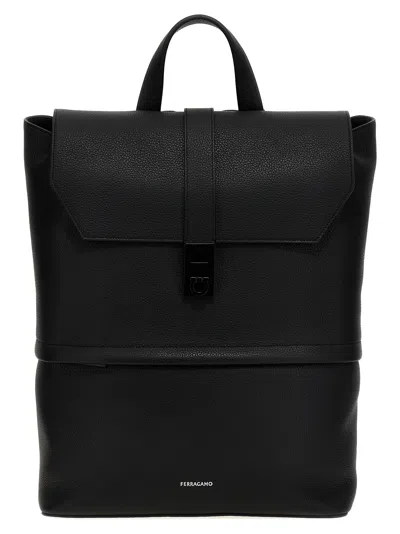 Ferragamo Leather Backpack Backpacks In Black