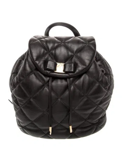 Pre-owned Ferragamo Leather Backpack In Black