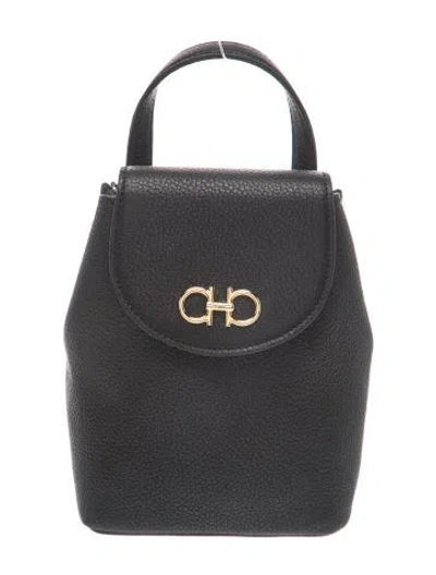 Pre-owned Ferragamo Leather Backpack In Black