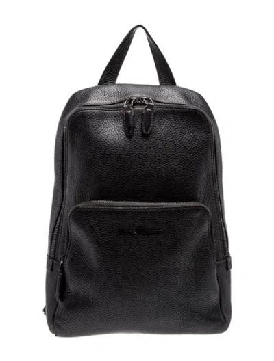 Pre-owned Ferragamo Leather Backpack In Black