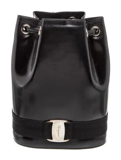 Pre-owned Ferragamo Leather Backpack In Black