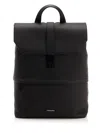 Ferragamo Logo-debossed Leather Backpack In Black