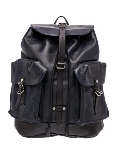 Pre-owned Ferragamo Leather Backpack In Blue