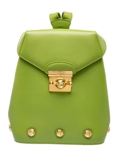 Pre-owned Ferragamo Leather Backpack In Green