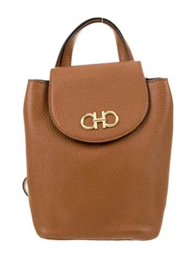 Pre-owned Ferragamo Leather Backpack In Neutral