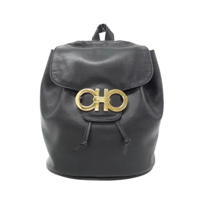 Pre-owned Ferragamo Leather Backpack () In Black