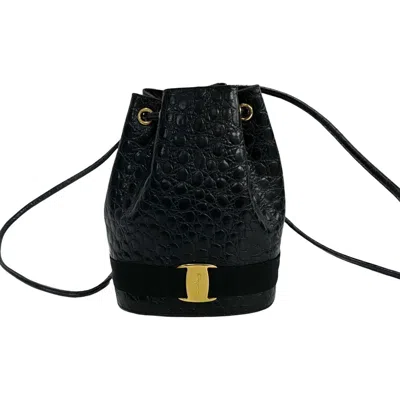 Pre-owned Ferragamo Leather Backpack () In Black