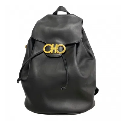 Pre-owned Ferragamo Leather Backpack () In Black