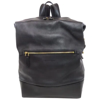 Pre-owned Ferragamo Leather Backpack () In Black