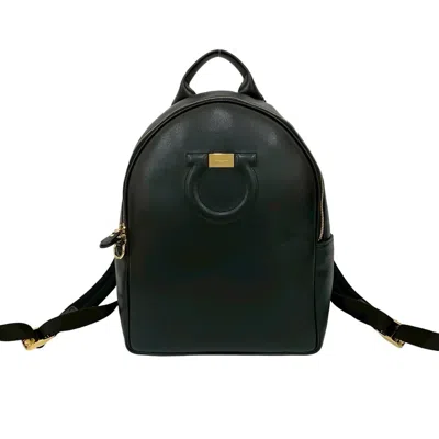 Pre-owned Ferragamo Leather Backpack () In Black