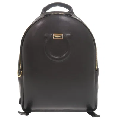 Pre-owned Ferragamo Leather Backpack () In Black