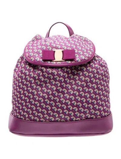 Pre-owned Ferragamo Leather Backpack In Purple