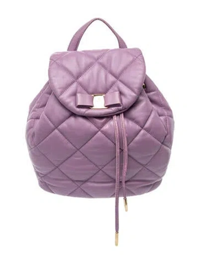 Pre-owned Ferragamo Leather Backpack In Purple