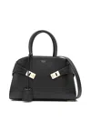 Ferragamo Hardware Gold-tone Shoulder Bag Structured Handles In Black
