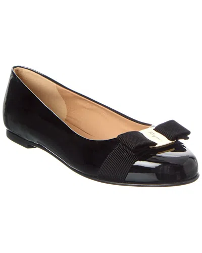 Ferragamo Leather Ballerina Flat In Black