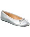 Ferragamo Womens Patent Leather Logo Ballet Flats In Silver