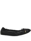 Ferragamo Elasticated Nappa Leather Ballet Flats In 黑色