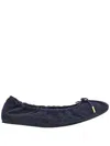 Ferragamo Elasticated Nappa Leather Ballet Flats In Blue
