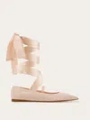 Ferragamo Women Carice Ballet Flat With Ankle Ribbon In Pink