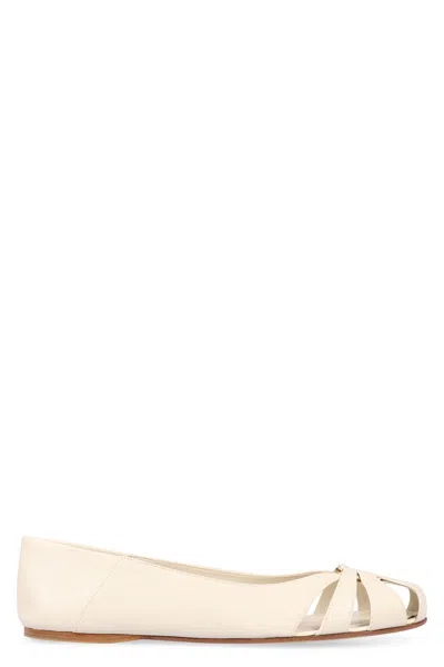 Ferragamo Leather Ballet Flats In Multi