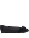 Ferragamo Black Leather Vanna I Ballerinas In Black