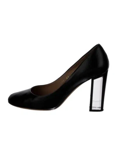 Pre-owned Ferragamo Leather Ballet Flats In Black