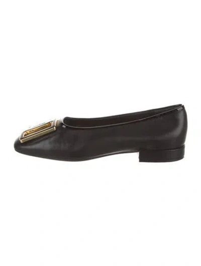 Pre-owned Ferragamo Leather Ballet Flats In Black