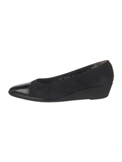 Pre-owned Ferragamo Leather Ballet Flats In Black/blue