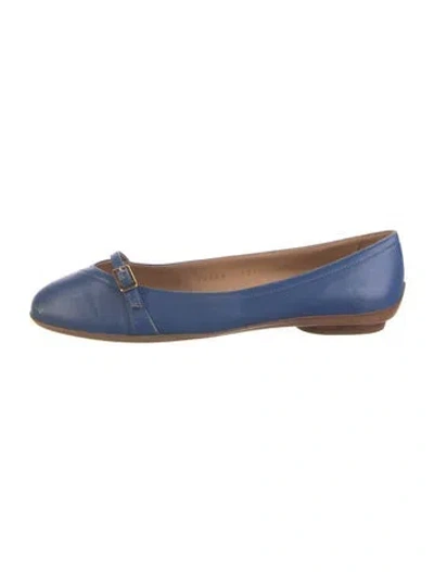 Pre-owned Ferragamo Leather Ballet Flats In Blue