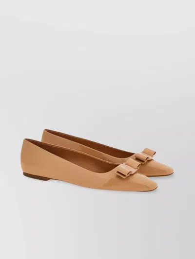 Ferragamo Leather Ballet Flats Bow Detail