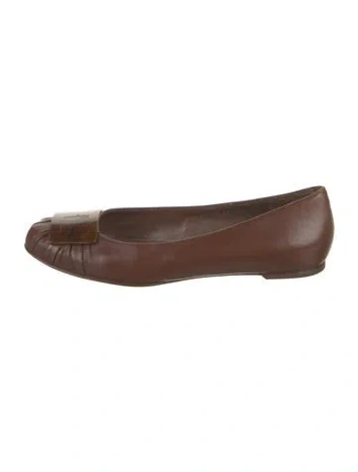 Pre-owned Ferragamo Leather Ballet Flats In Brown