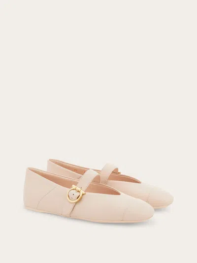 Ferragamo Leather Ballet Flats With Strap In Pink