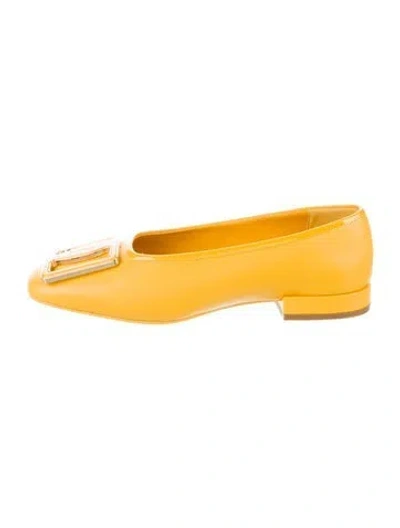Pre-owned Ferragamo Leather Ballet Flats In Yellow