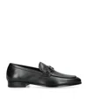 Ferragamo Foster Gancini Loafers In Hammered Leather In Black