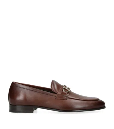 Ferragamo Leather Balty Loafers In Brown