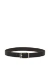 Ferragamo Square Buckle Reversible And Adjustable Grained Leather Belt In Black